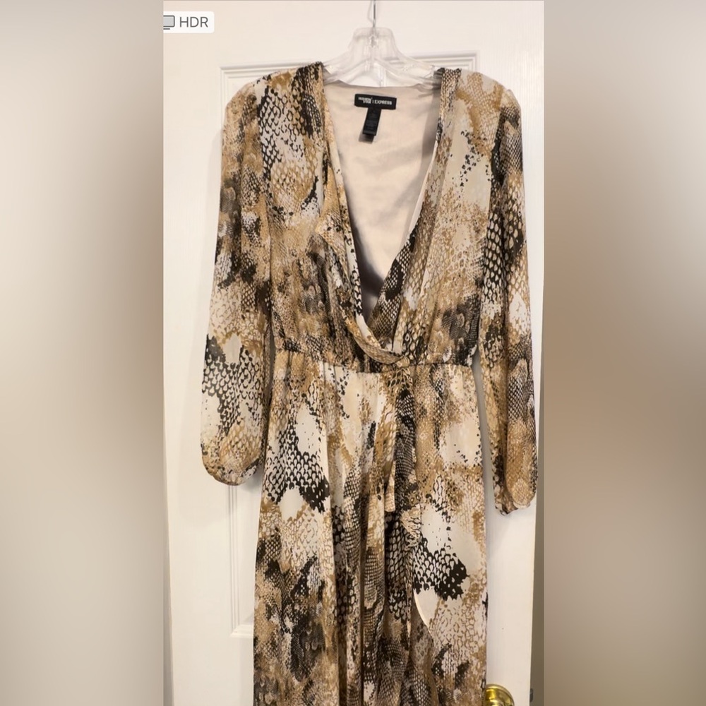Express maxi snake skin dress with high slit